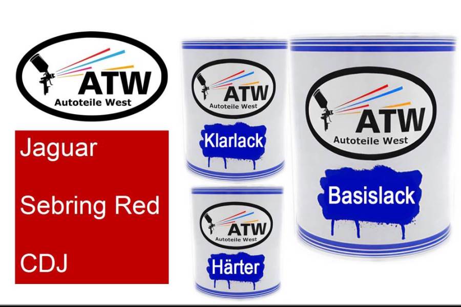 Jaguar, Sebring Red, CDJ: 1L Lackdose + 1L Klarlack + 500ml Härter - Set, von ATW Autoteile West.
